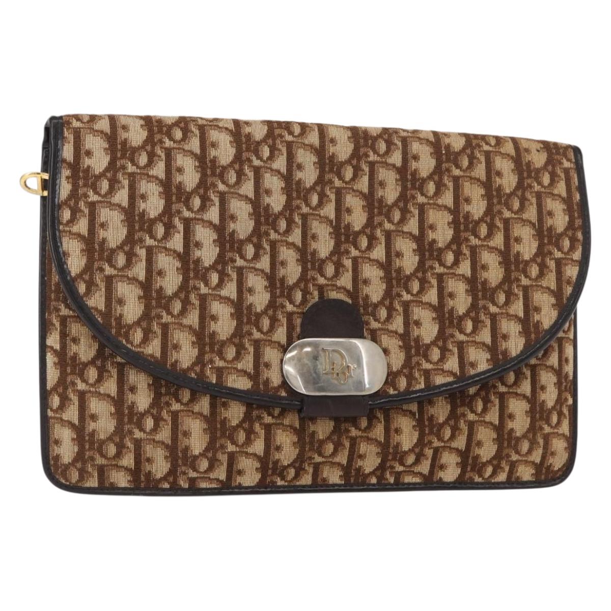 Christian Dior Trotter Canvas Shoulder Bag Brown Auth 155074