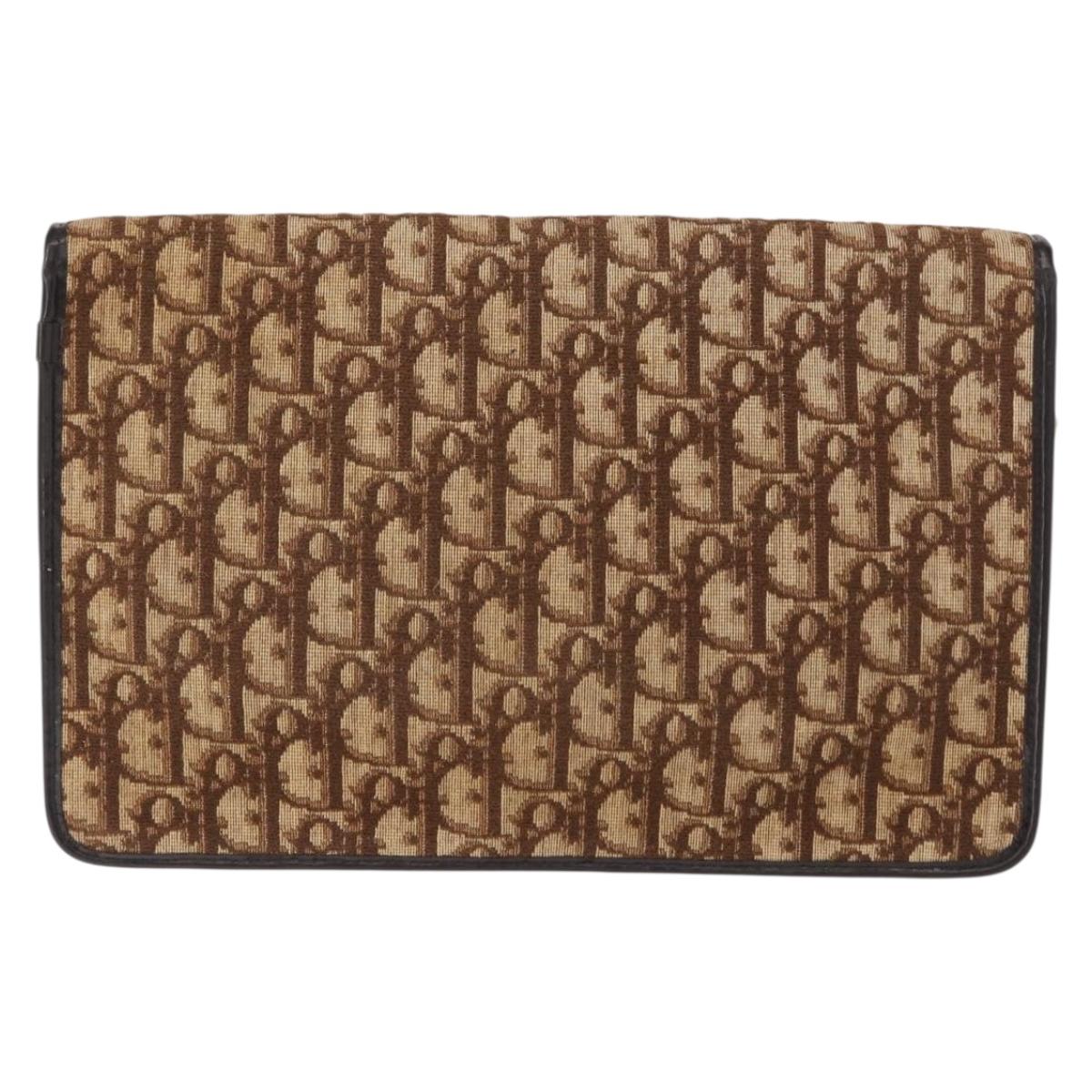 Christian Dior Trotter Canvas Shoulder Bag Brown Auth 155074