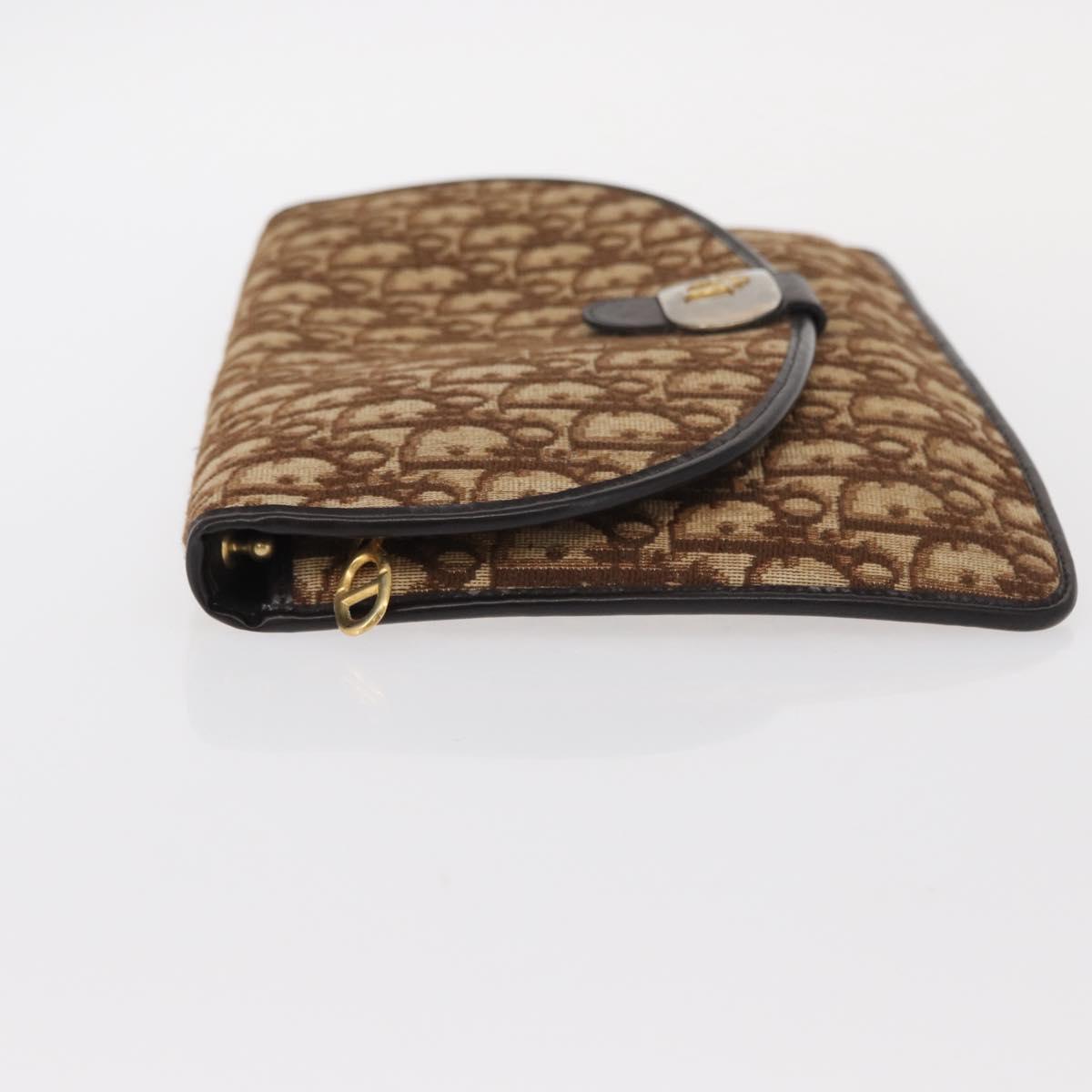 Christian Dior Trotter Canvas Shoulder Bag Brown Auth 155074