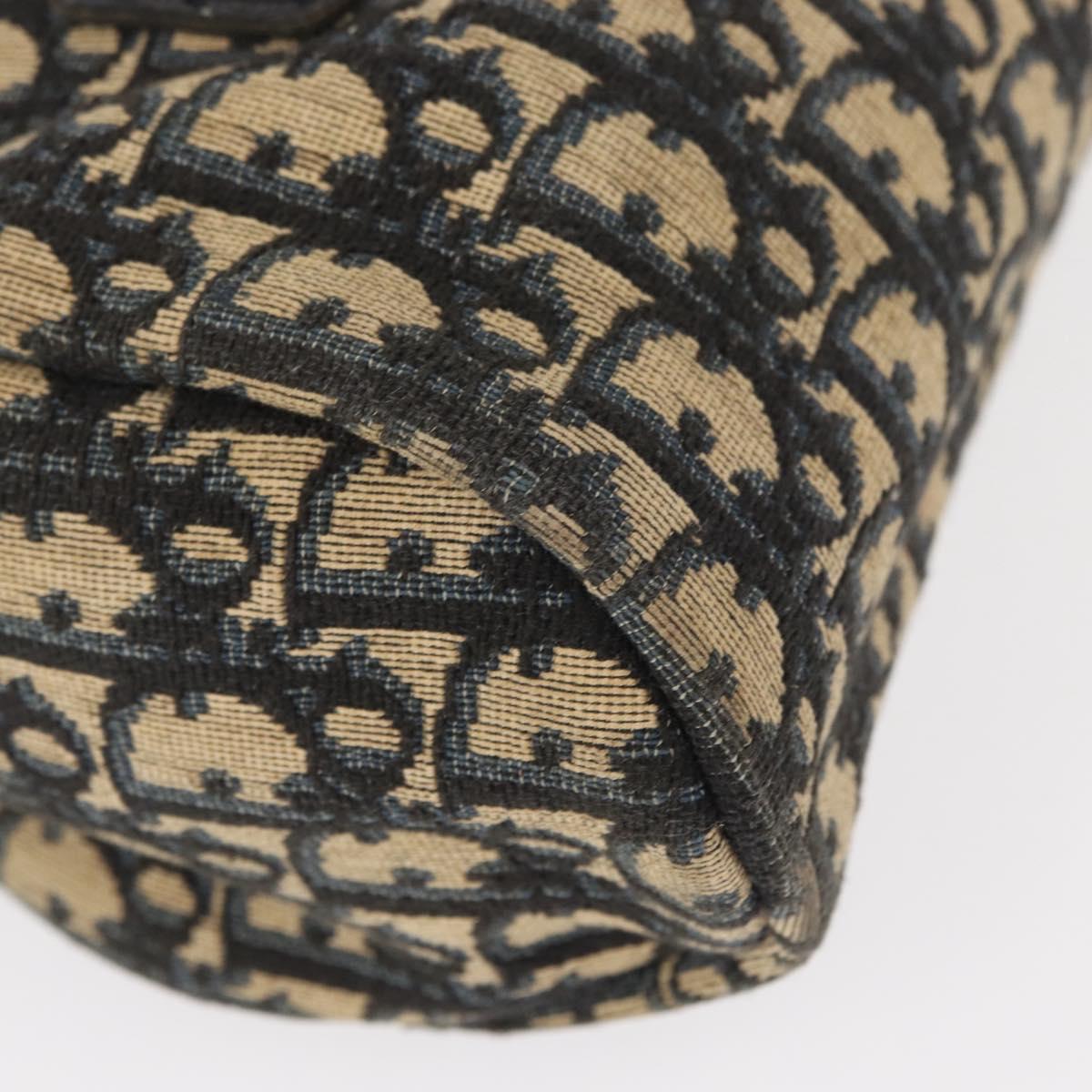 Christian Dior Trotter Canvas Hand Bag Navy Gold Auth 155076