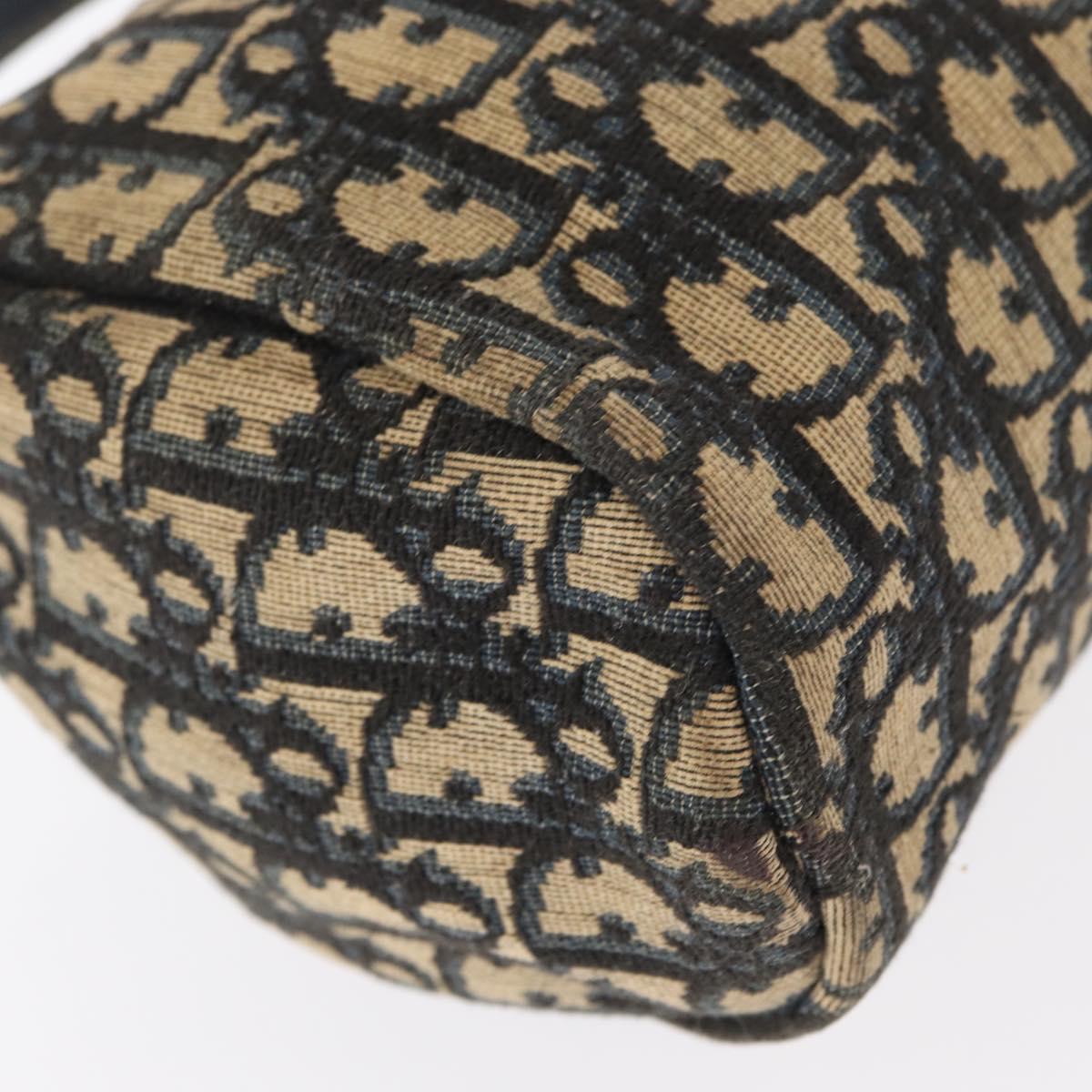 Christian Dior Trotter Canvas Hand Bag Navy Gold Auth 155076