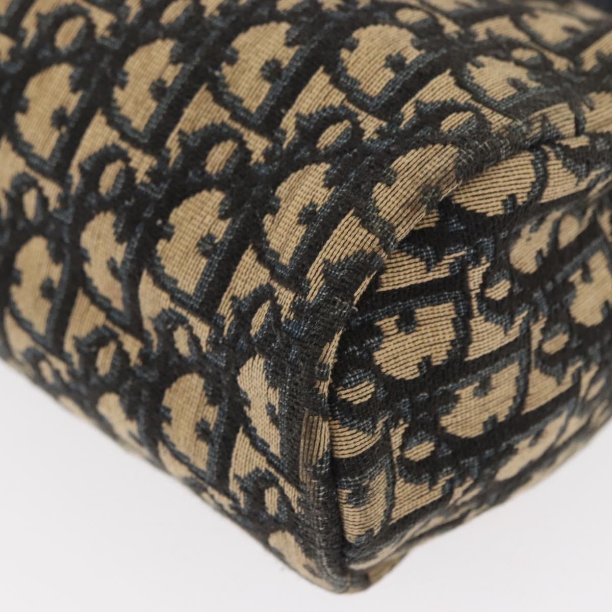 Christian Dior Trotter Canvas Hand Bag Navy Gold Auth 155076