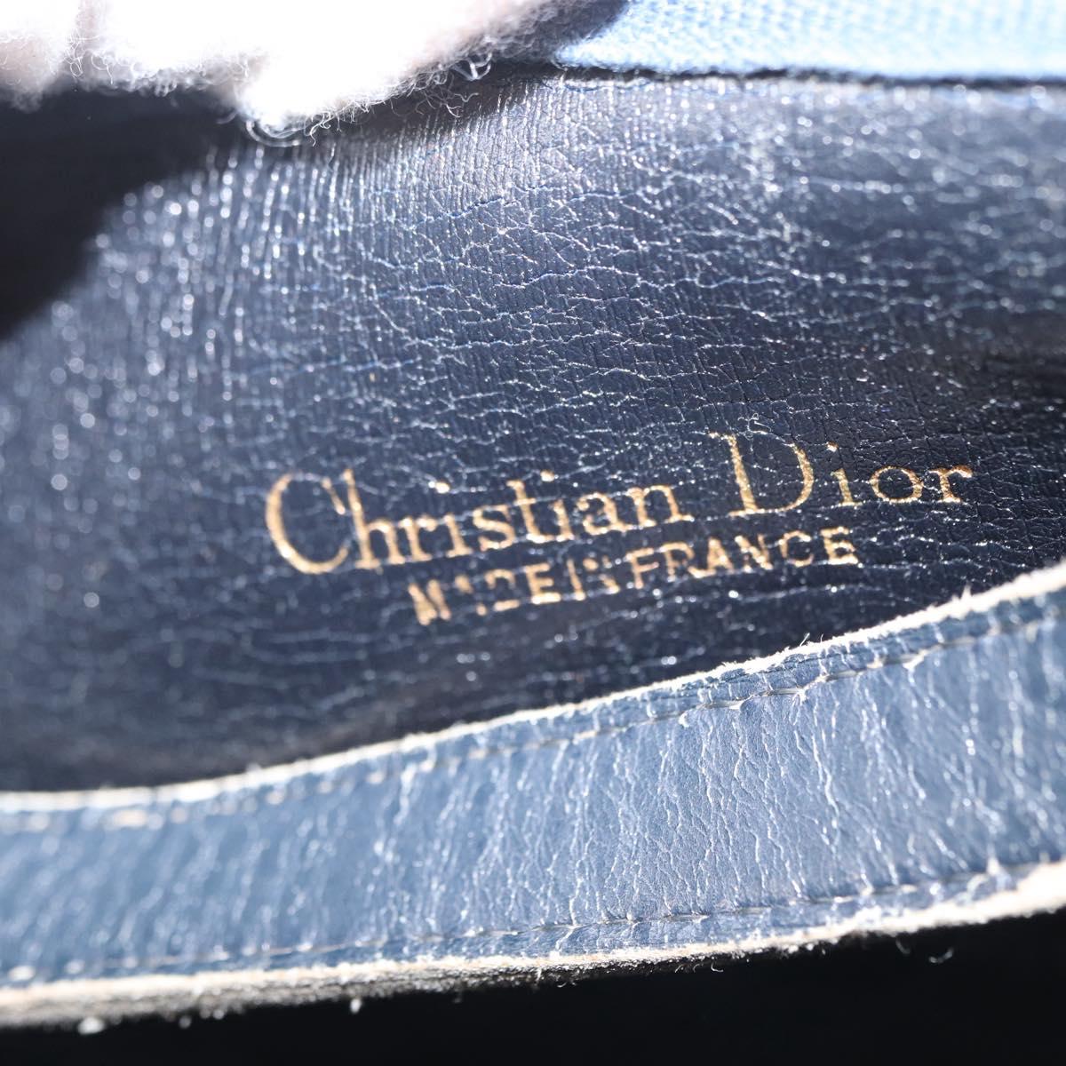 Christian Dior Trotter Canvas Hand Bag Navy Gold Auth 155076