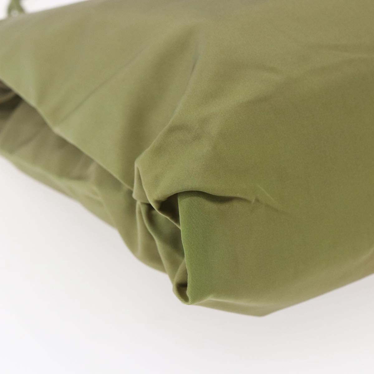 PRADA Tote Bag Nylon Green Silver Auth 155078