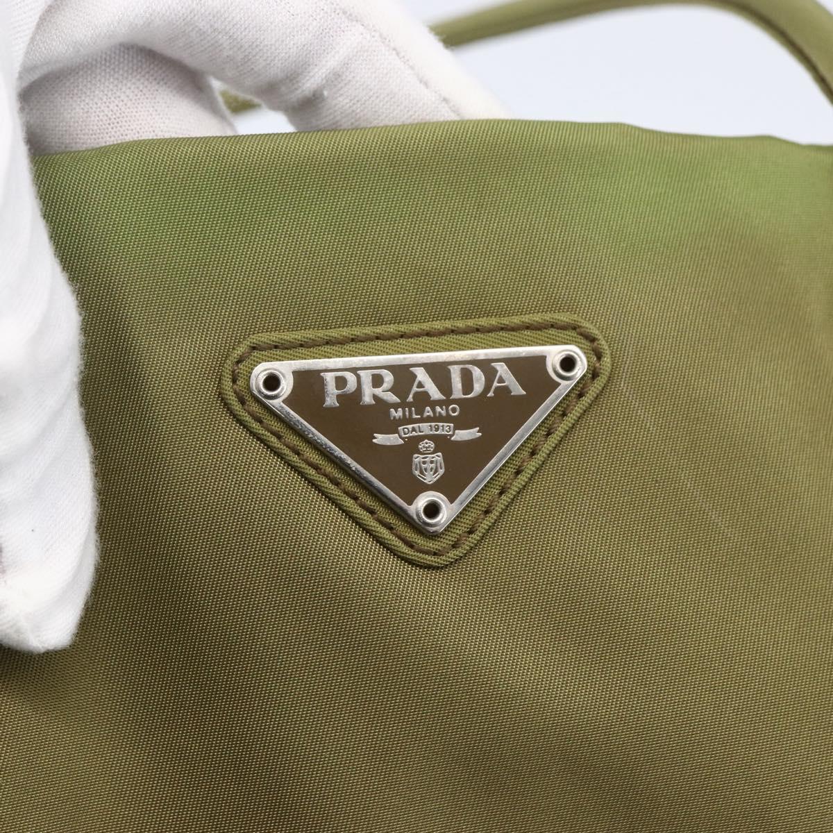 PRADA Tote Bag Nylon Green Silver Auth 155078