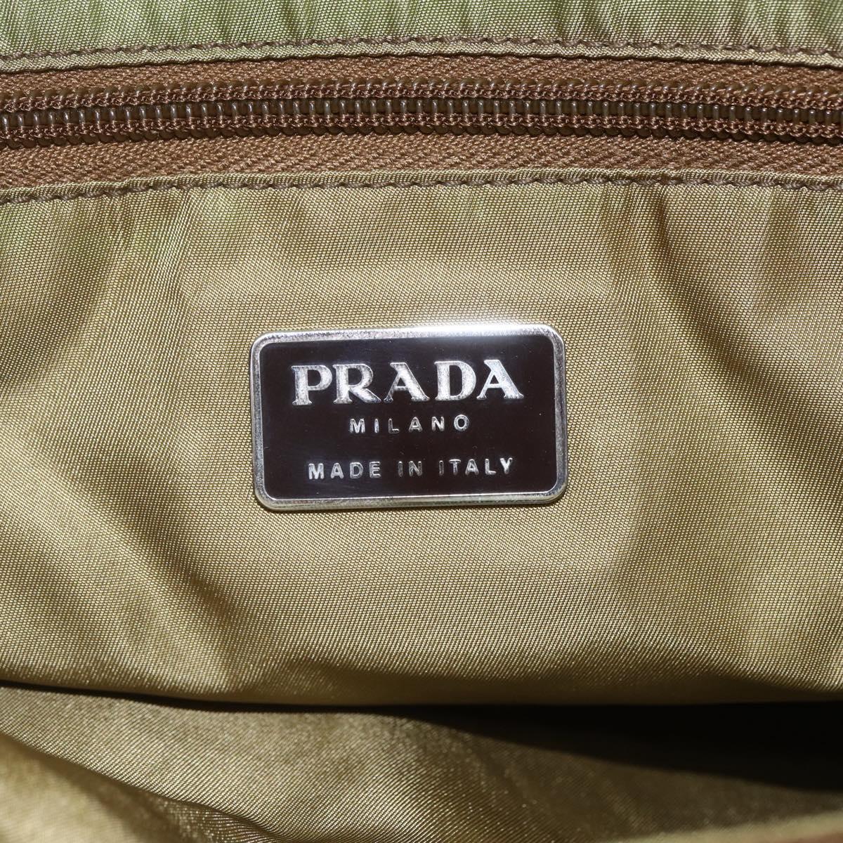 PRADA Tote Bag Nylon Green Silver Auth 155078