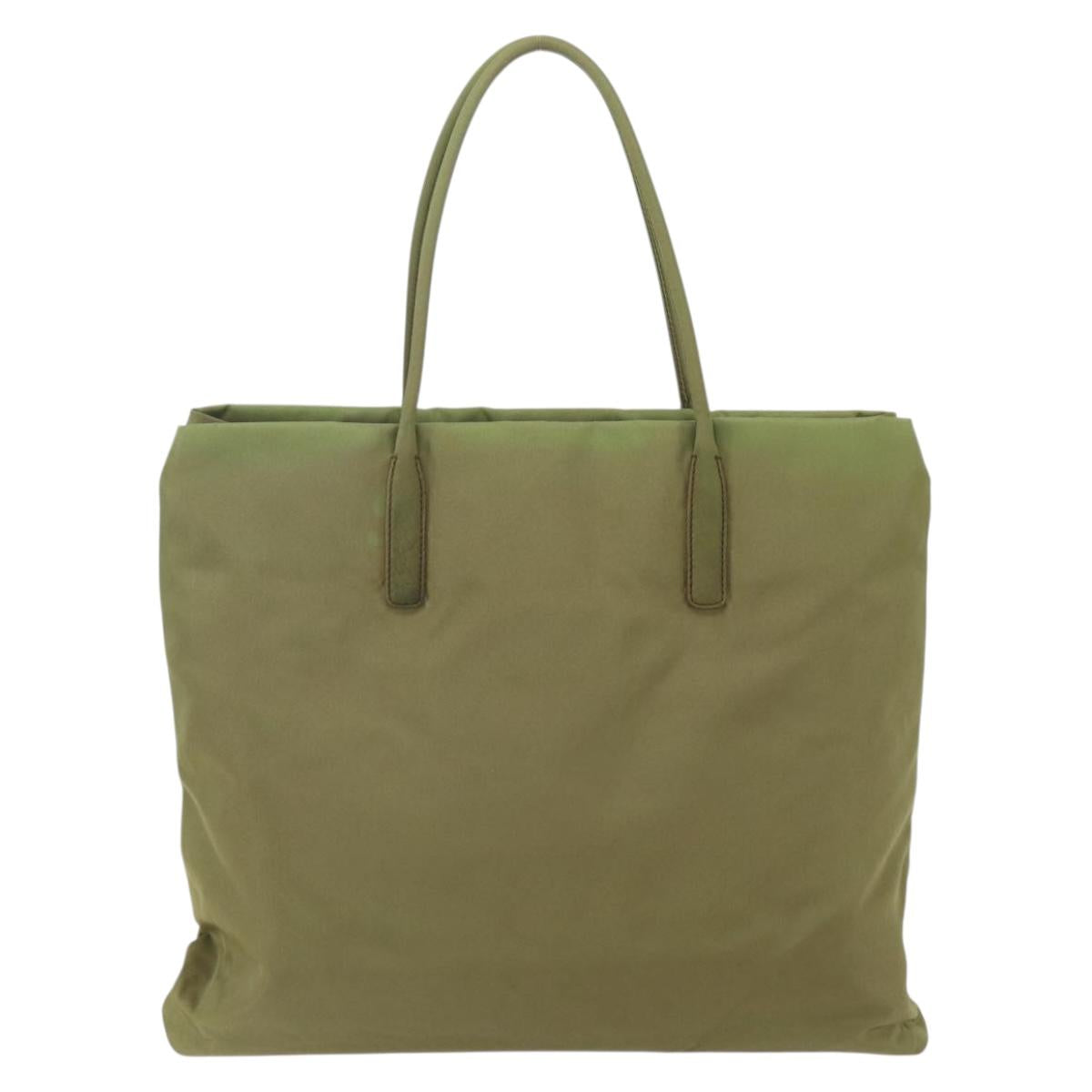 PRADA Tote Bag Nylon Green Silver Auth 155078