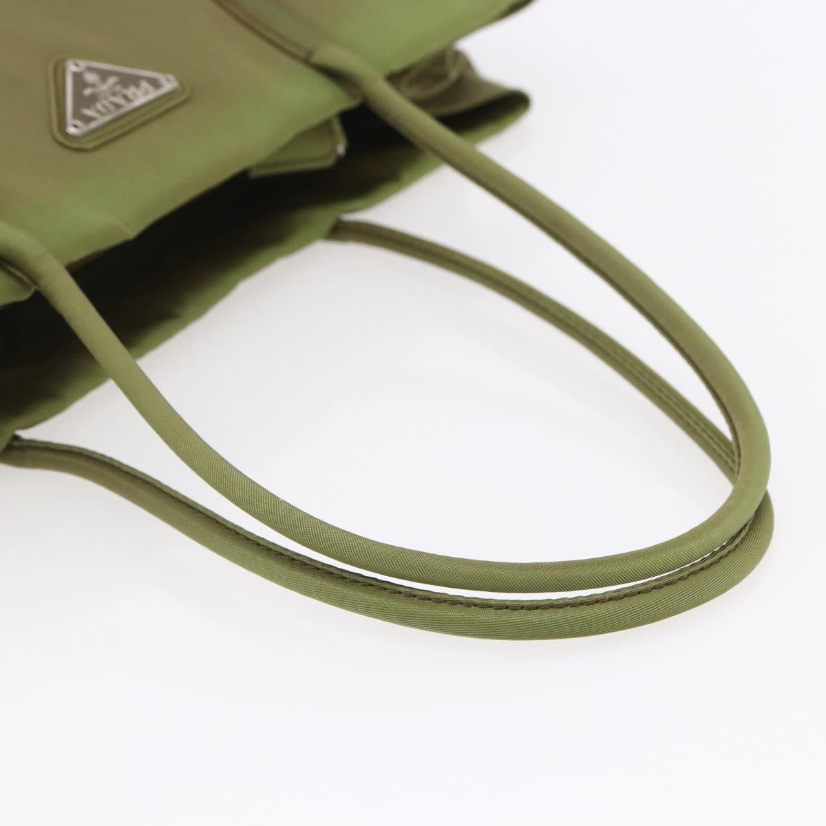 PRADA Tote Bag Nylon Green Silver Auth 155078