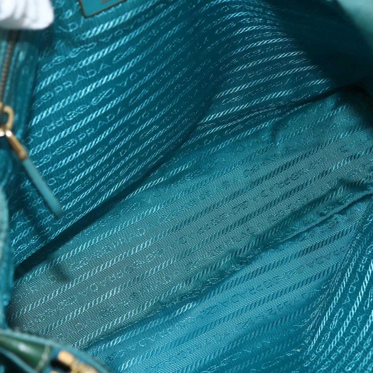 PRADA Tote Bag Nylon Turquoise Blue Gold Auth 155080