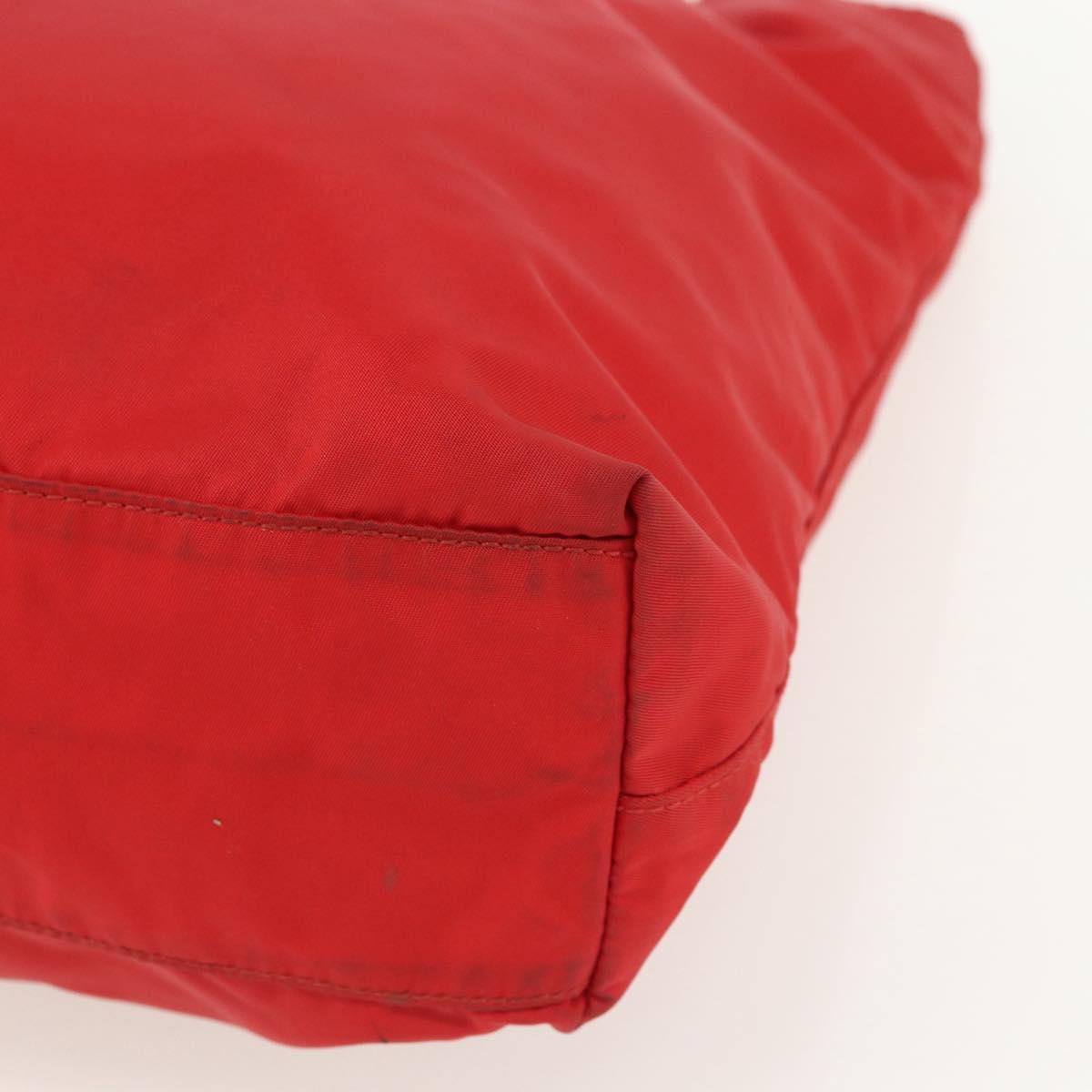 PRADA Tote Bag Nylon Red Silver Auth 155081