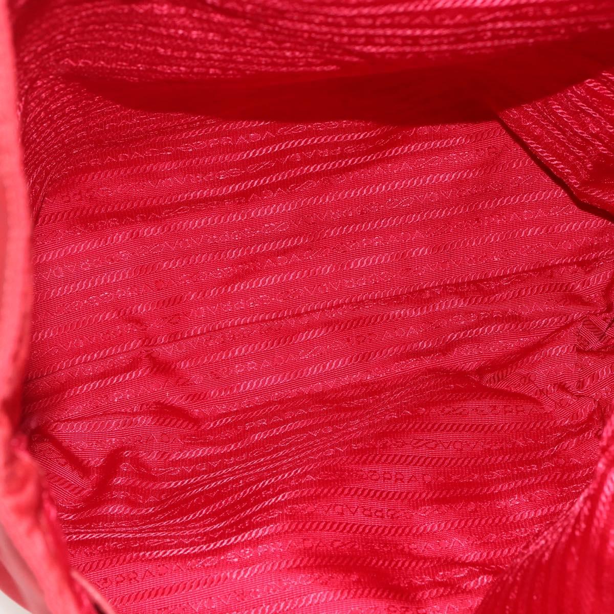 PRADA Tote Bag Nylon Red Silver Auth 155081