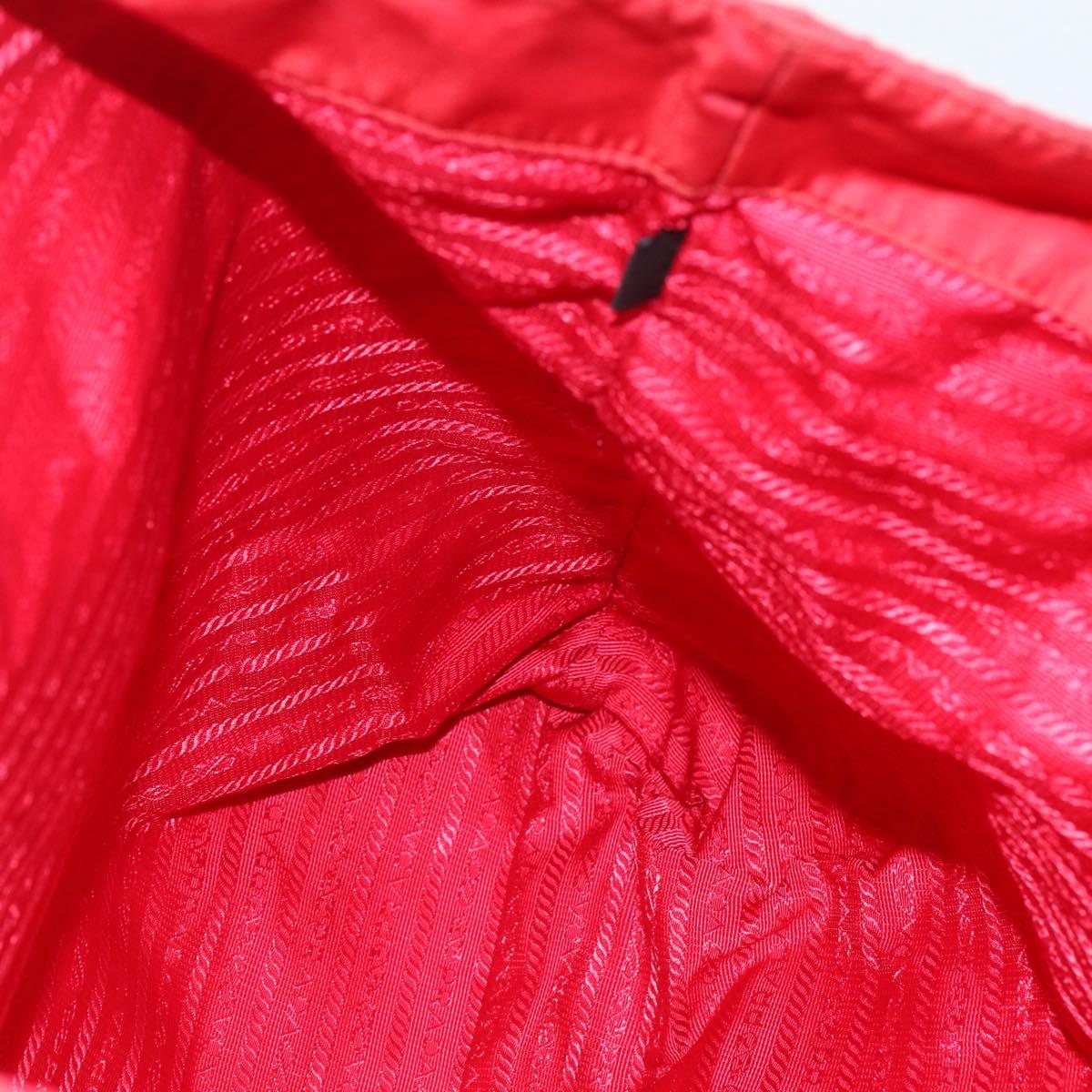 PRADA Tote Bag Nylon Red Silver Auth 155081