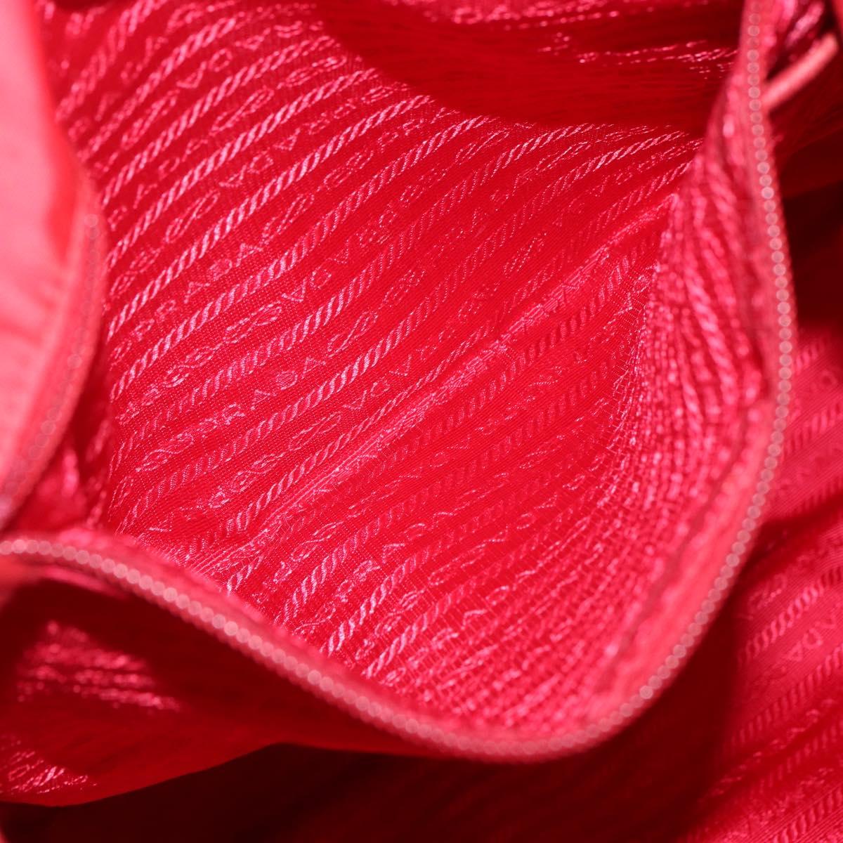 PRADA Tote Bag Nylon Red Silver Auth 155081