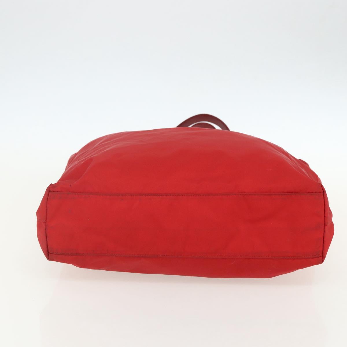 PRADA Tote Bag Nylon Red Silver Auth 155081