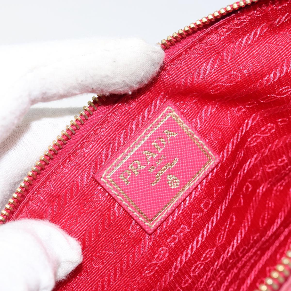 PRADA Shoulder Bag Nylon Leather Pink Gold Auth 155082