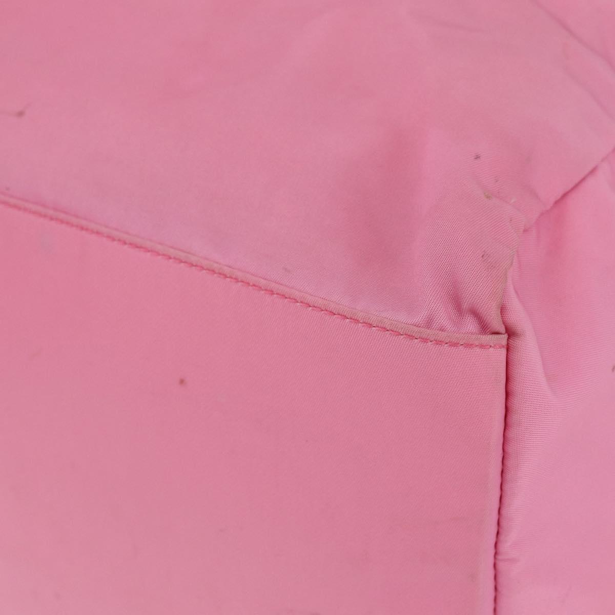 PRADA Hand Bag Nylon Pink Silver Auth 155083