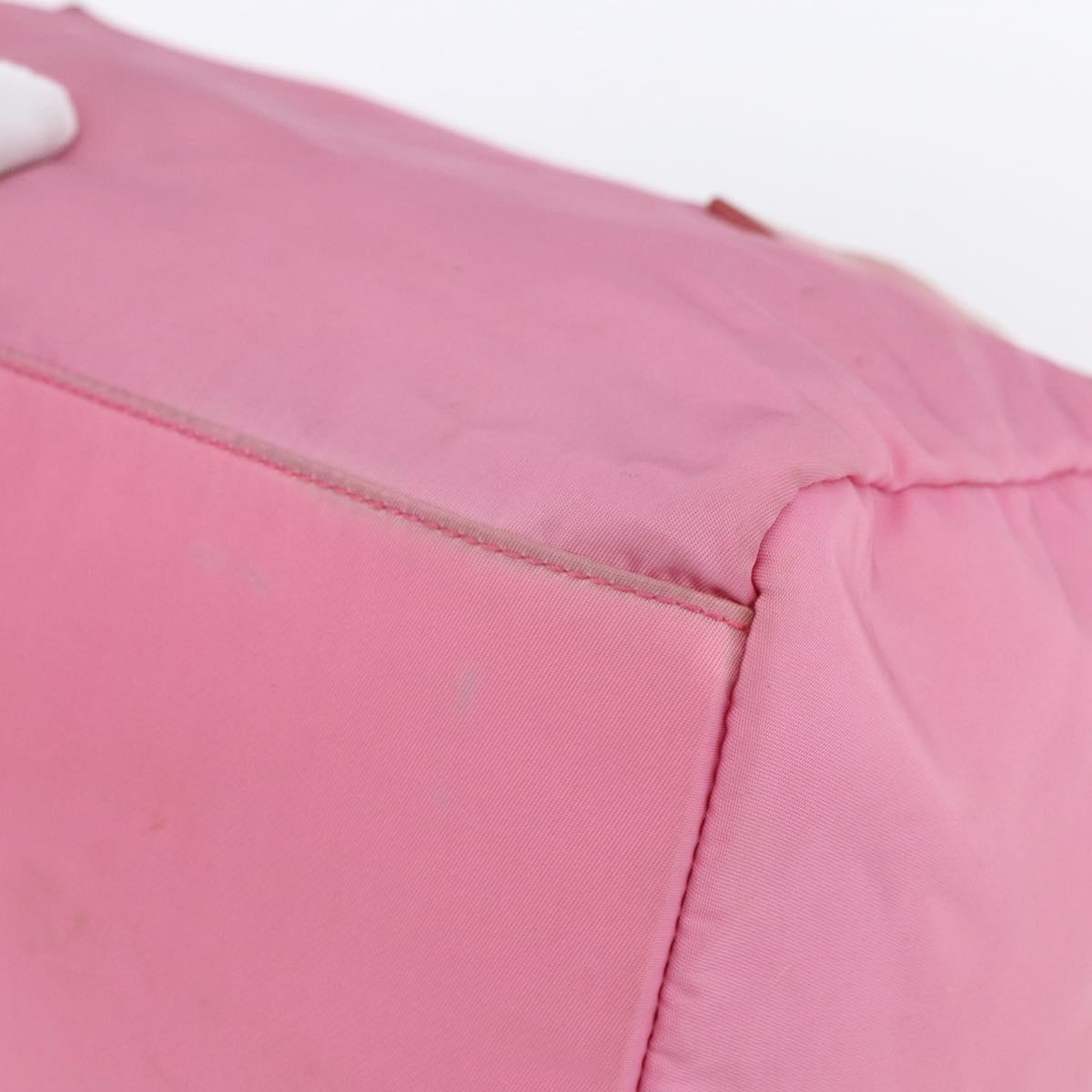 PRADA Hand Bag Nylon Pink Silver Auth 155083