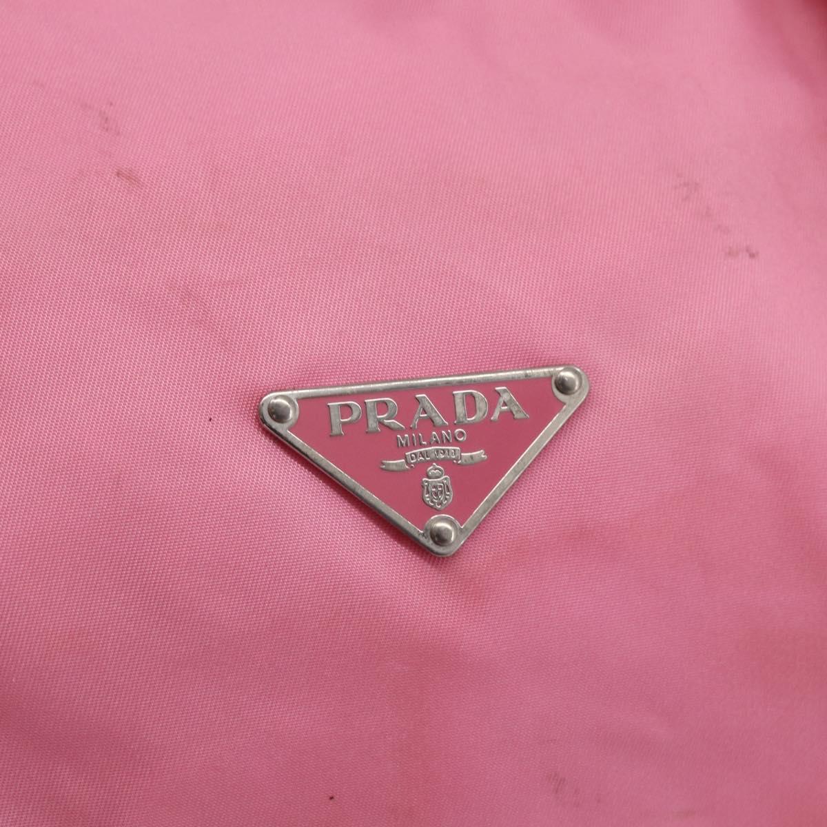 PRADA Hand Bag Nylon Pink Silver Auth 155083