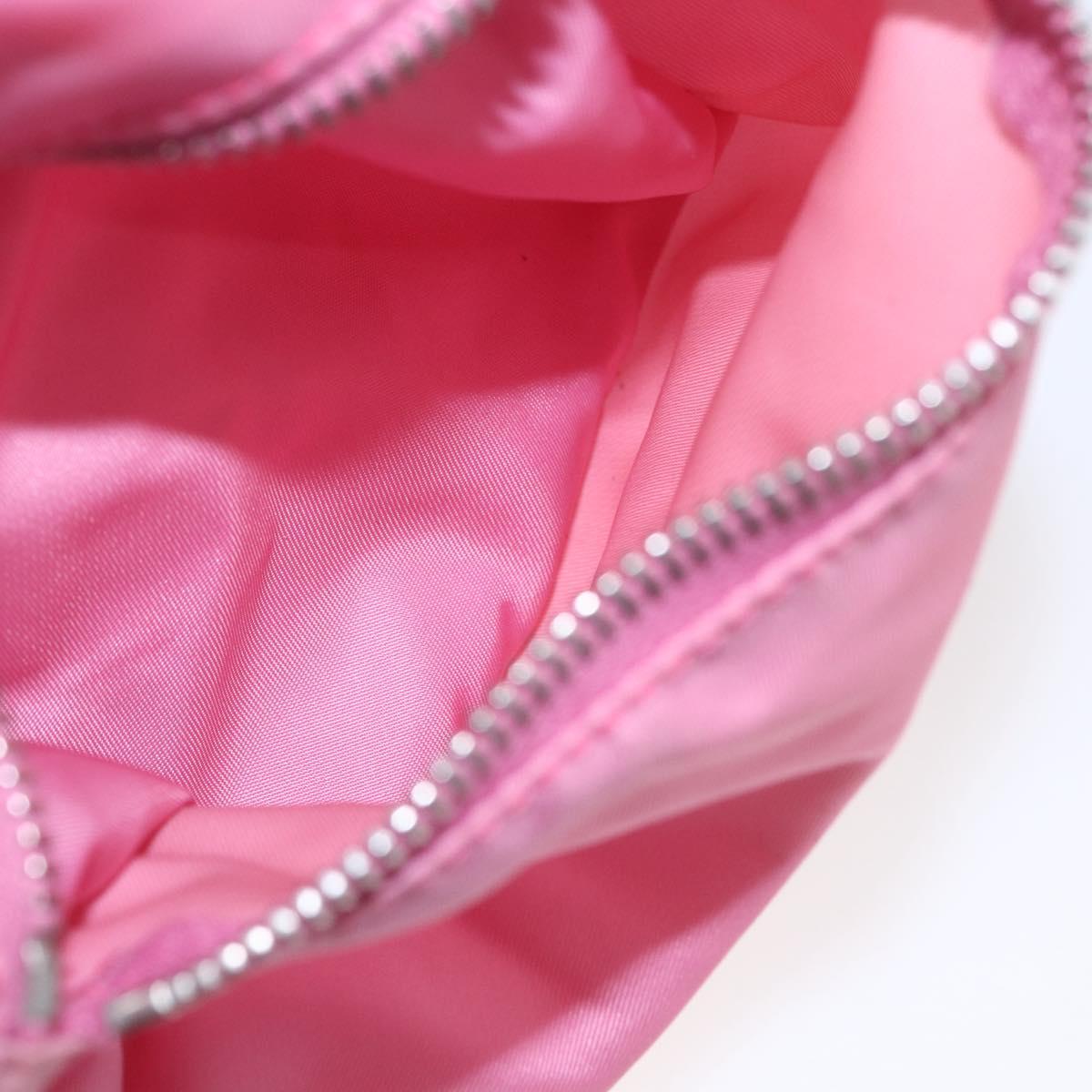 PRADA Hand Bag Nylon Pink Silver Auth 155083