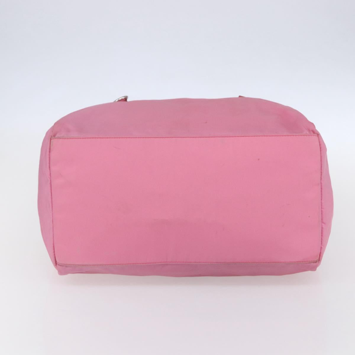 PRADA Hand Bag Nylon Pink Silver Auth 155083