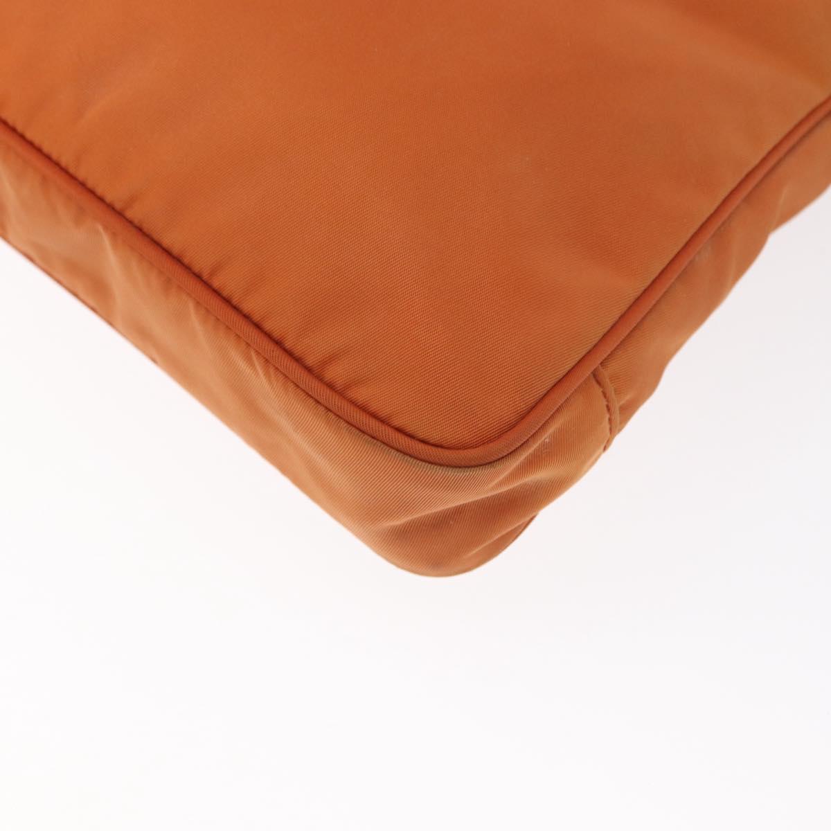PRADA Shoulder Bag Nylon Leather Orange Gold Auth 155084