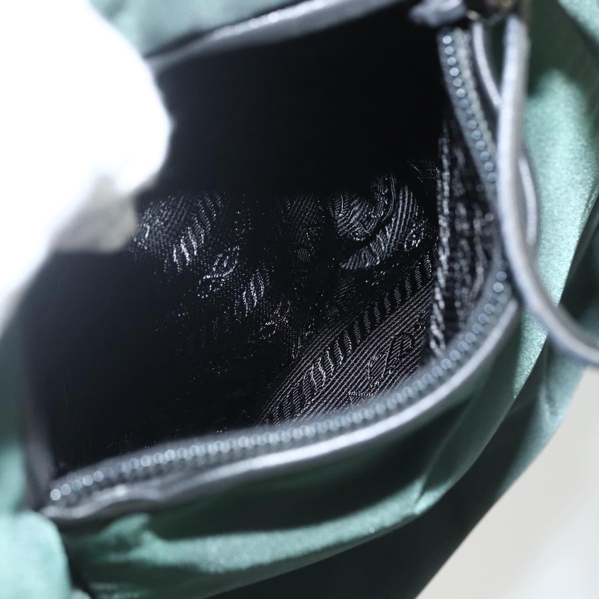 PRADA Tote Bag Nylon Green Silver Auth 155085