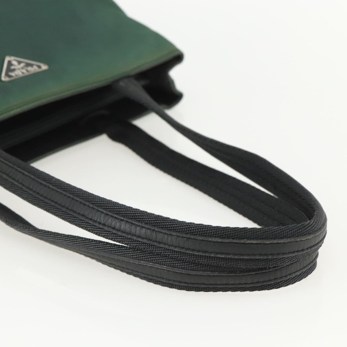 PRADA Tote Bag Nylon Green Silver Auth 155085
