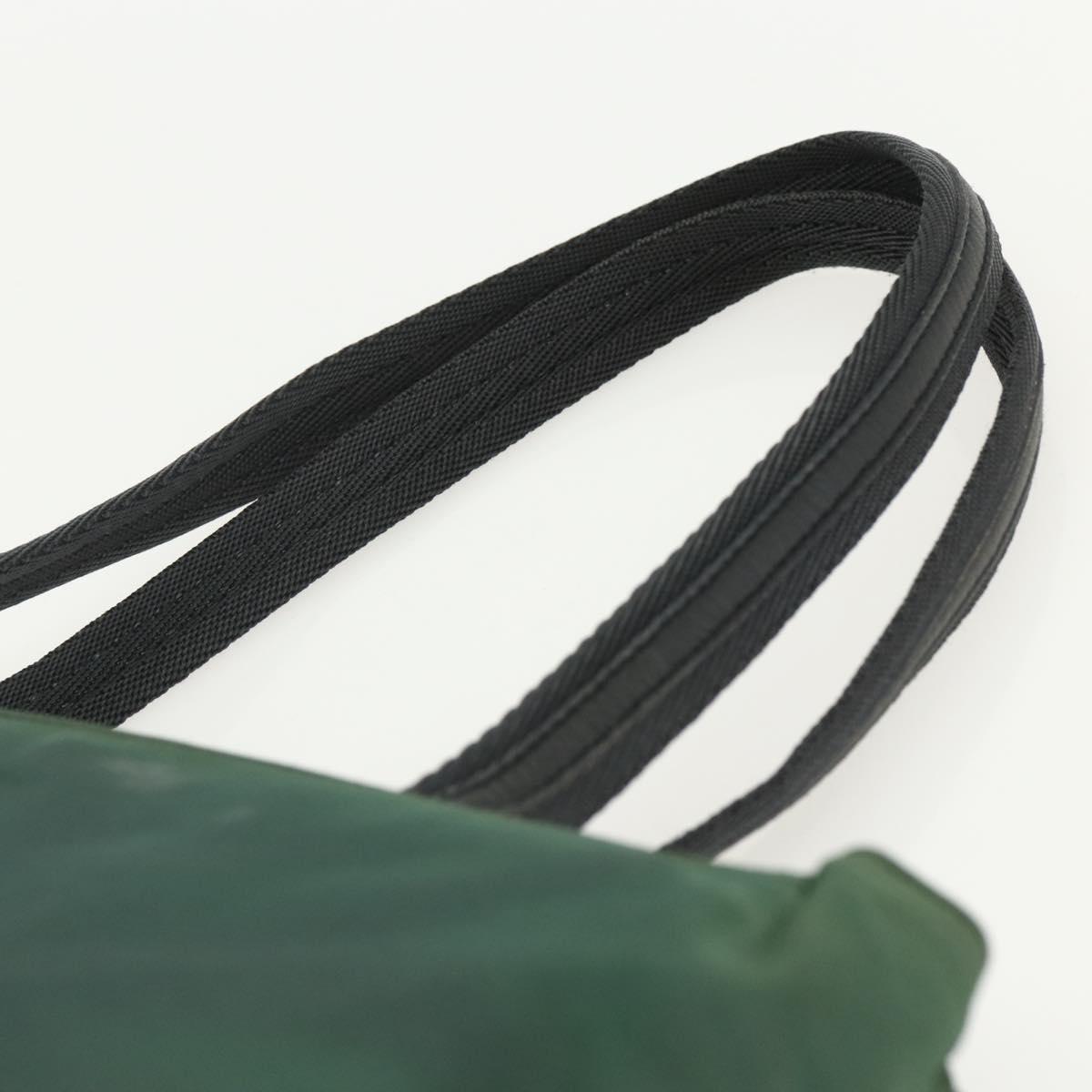 PRADA Tote Bag Nylon Green Silver Auth 155085
