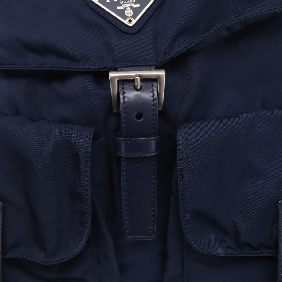 PRADA Backpack Nylon Blue Silver Auth 155086V