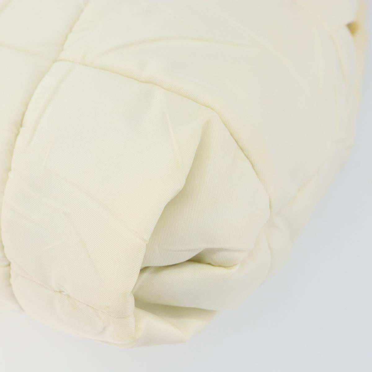 PRADA Shoulder Bag Nylon Enamel Beige Yellow gold Auth 155087