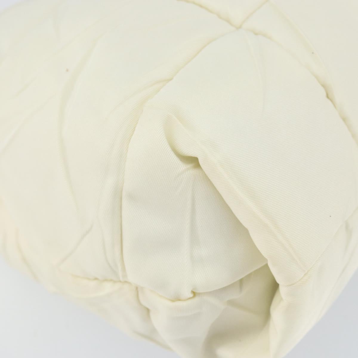 PRADA Shoulder Bag Nylon Enamel Beige Yellow gold Auth 155087