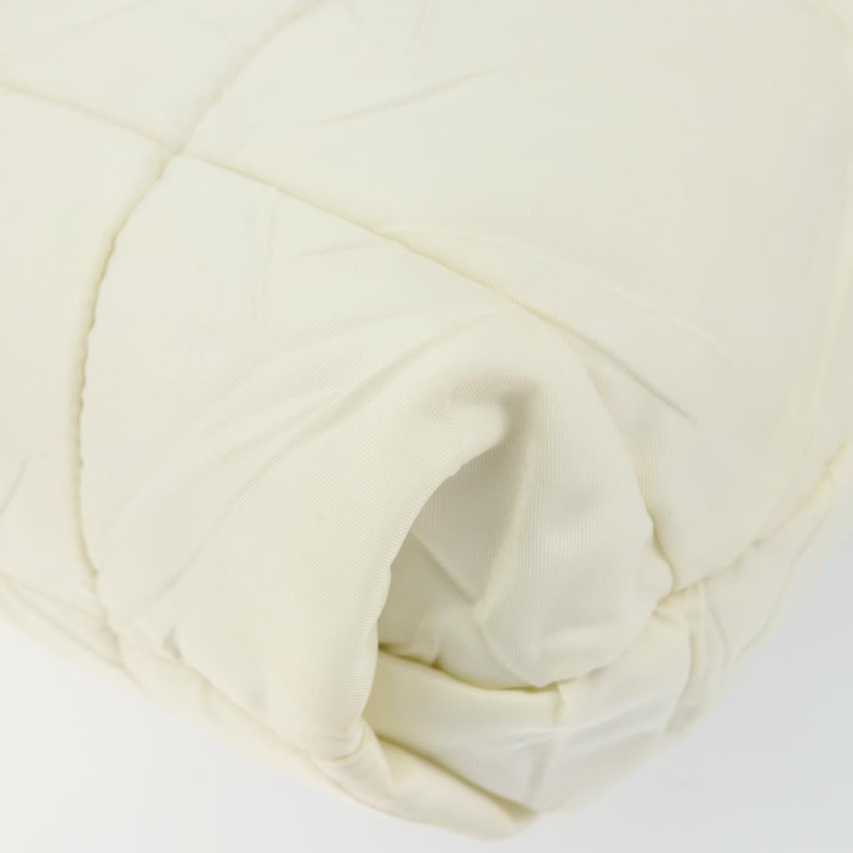 PRADA Shoulder Bag Nylon Enamel Beige Yellow gold Auth 155087