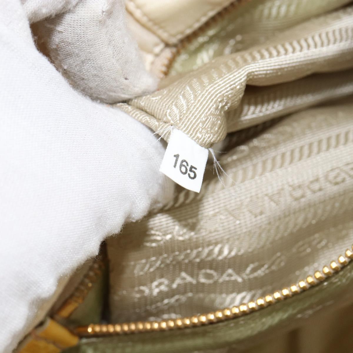PRADA Shoulder Bag Nylon Enamel Beige Yellow gold Auth 155087