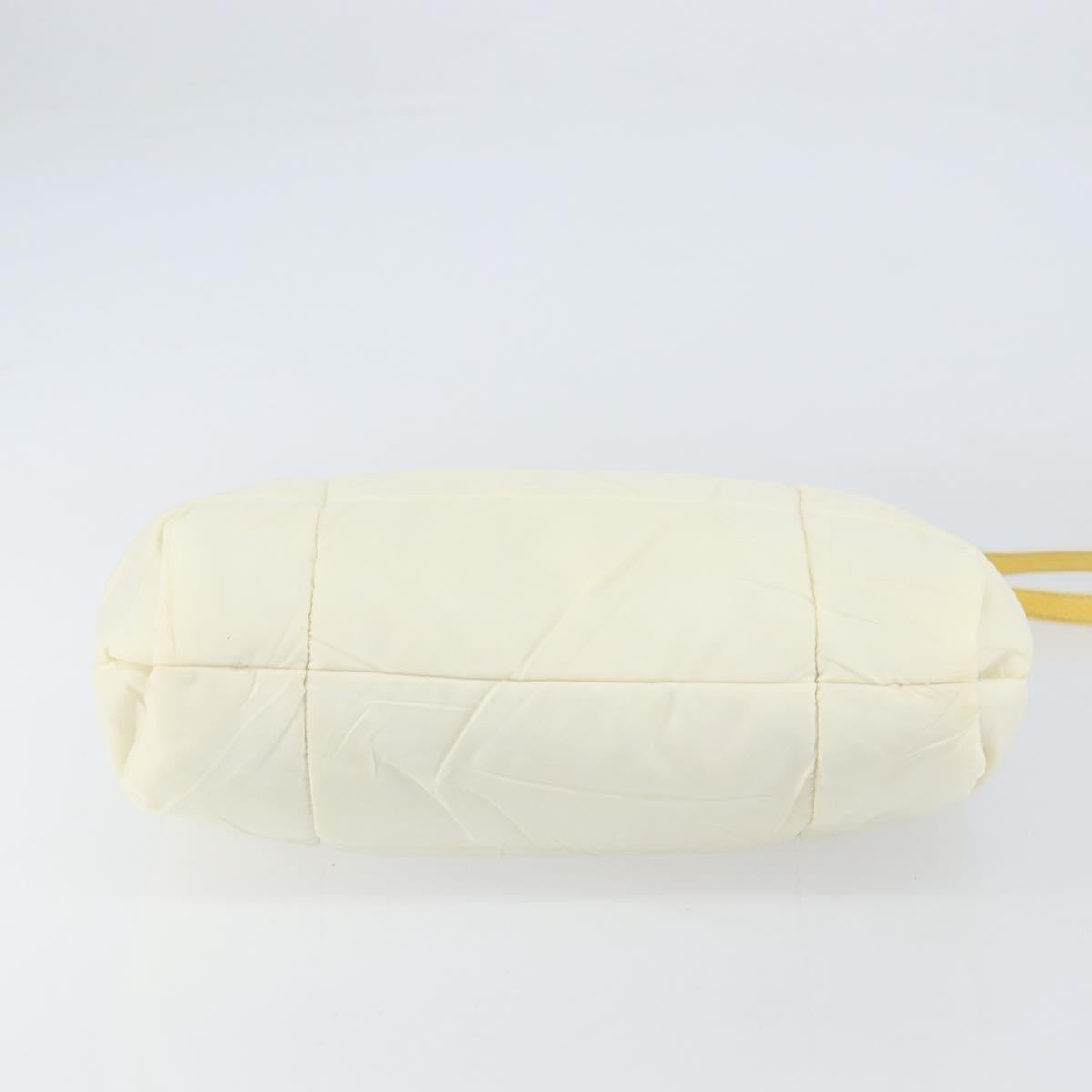 PRADA Shoulder Bag Nylon Enamel Beige Yellow gold Auth 155087