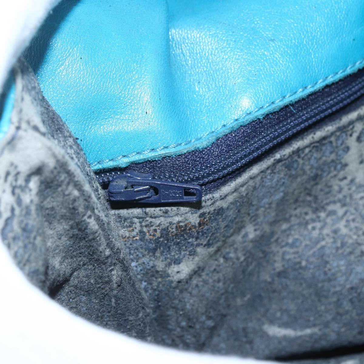 LOEWE Shoulder Bag Leather Turquoise Blue Gold Auth 155089