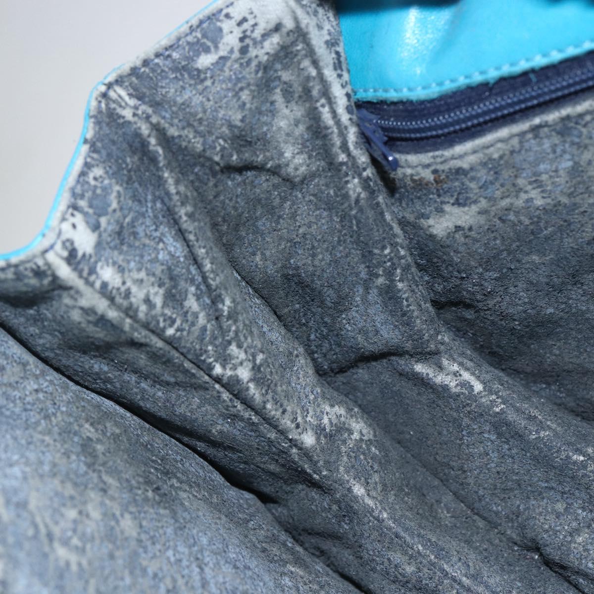 LOEWE Shoulder Bag Leather Turquoise Blue Gold Auth 155089