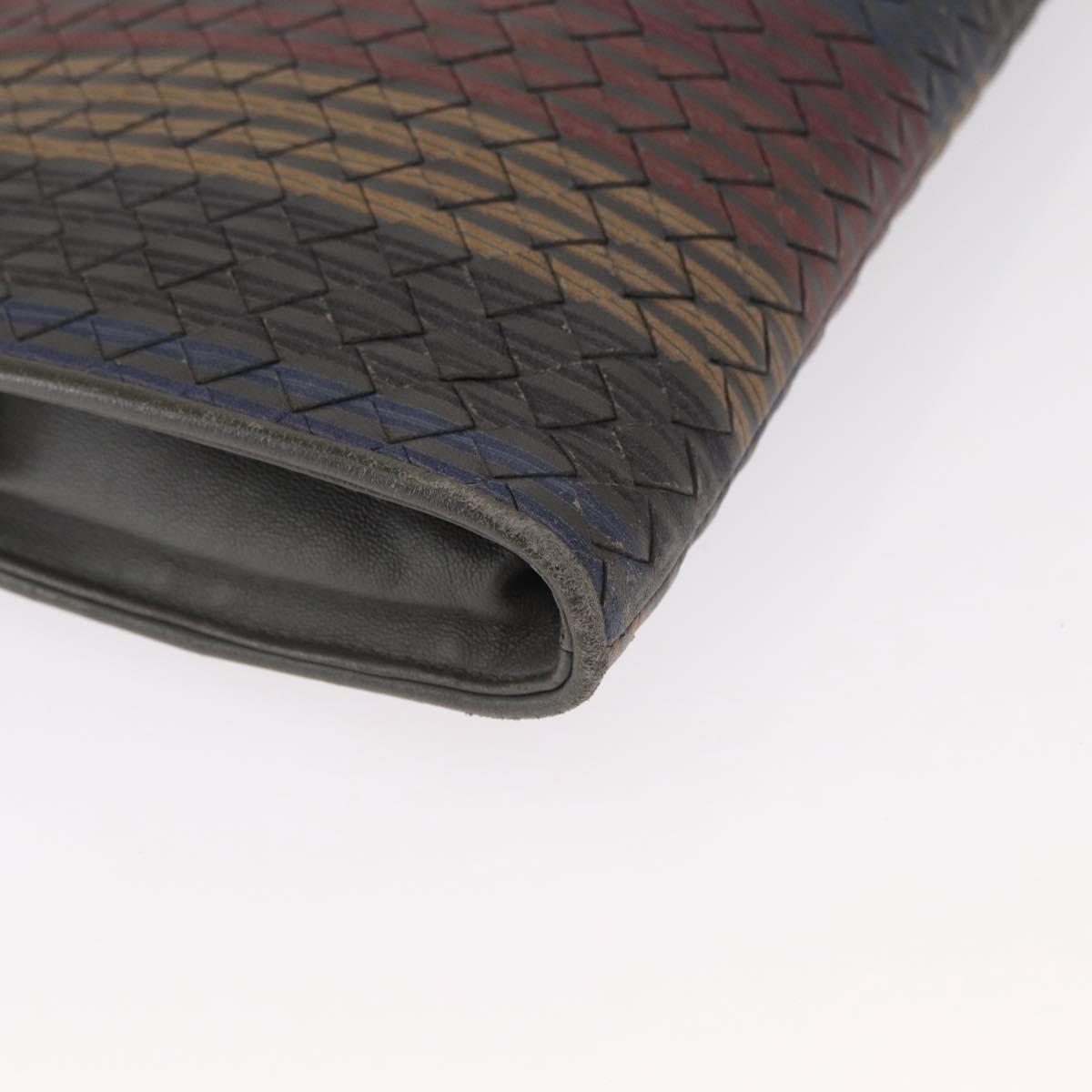 BOTTEGA VENETA INTRECCIATO Clutch Bag Leather Gray Auth 155090