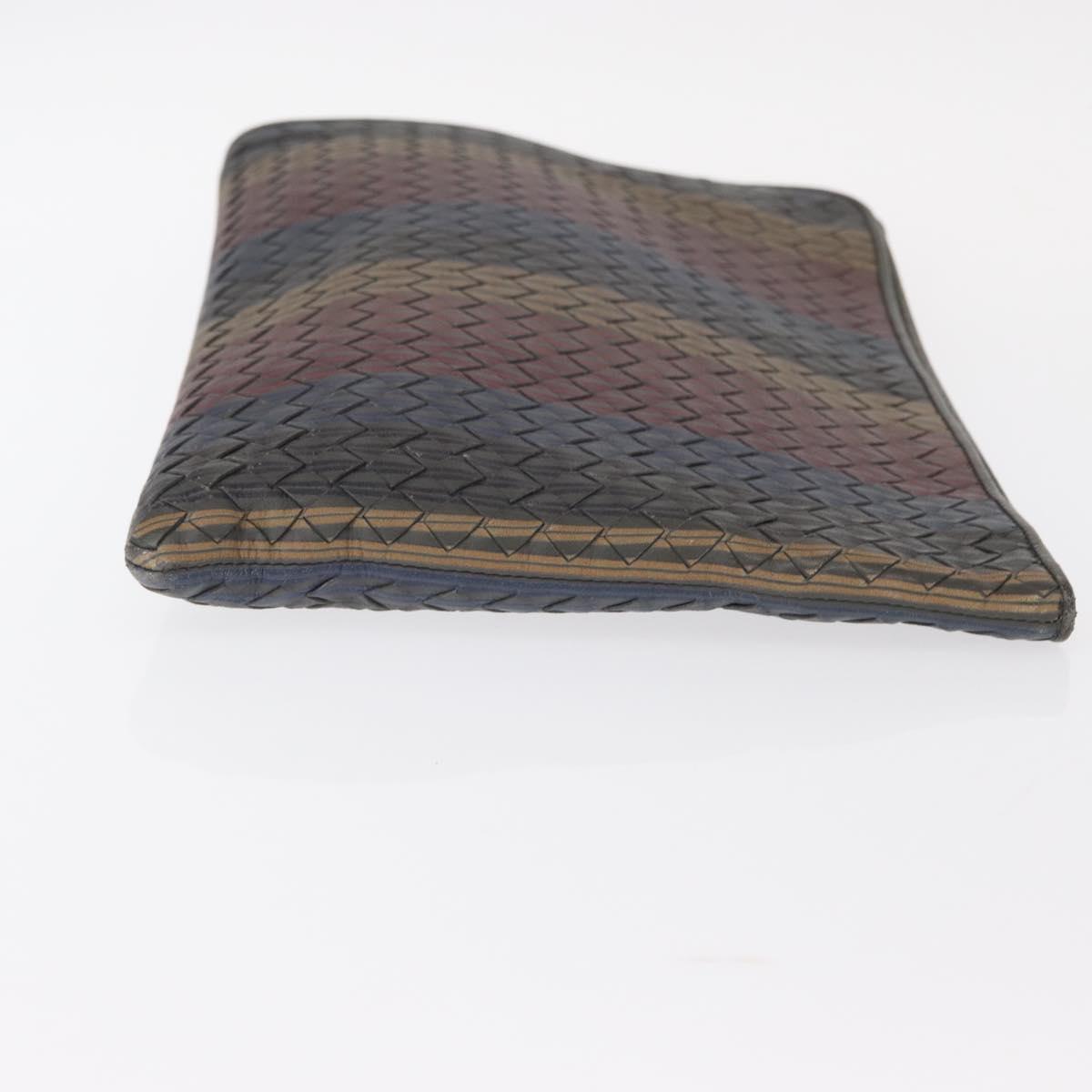 BOTTEGA VENETA INTRECCIATO Clutch Bag Leather Gray Auth 155090