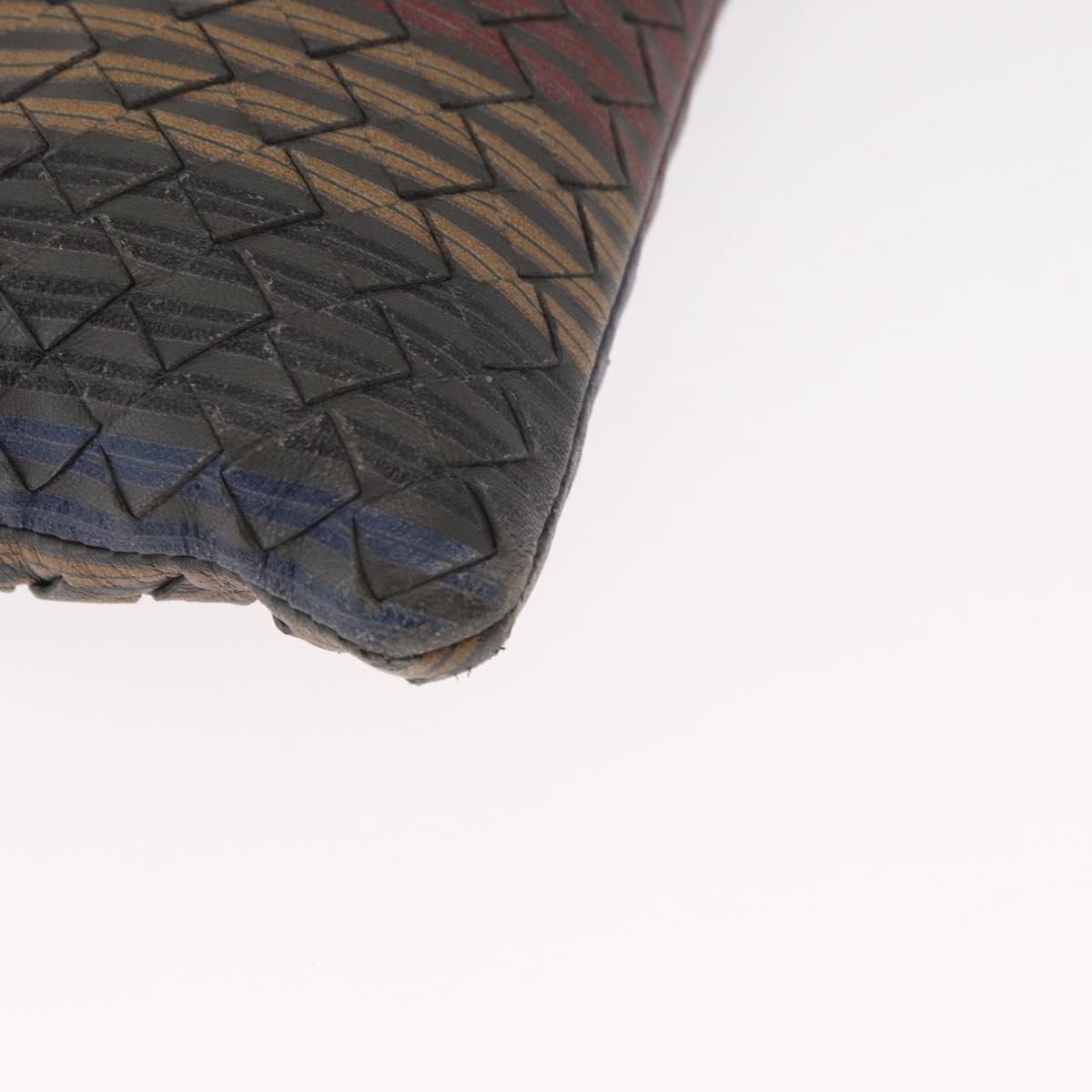 BOTTEGA VENETA INTRECCIATO Clutch Bag Leather Gray Auth 155090