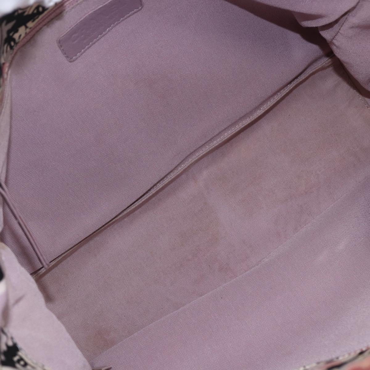 CHANEL Tote Bag Canvas Leather Beige Silver CC Auth 155092