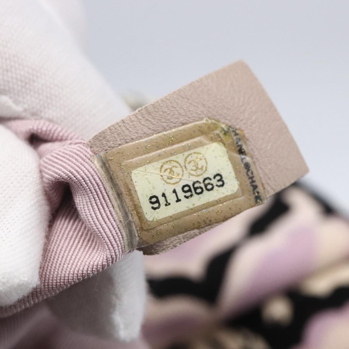 CHANEL Tote Bag Canvas Leather Beige Silver CC Auth 155092