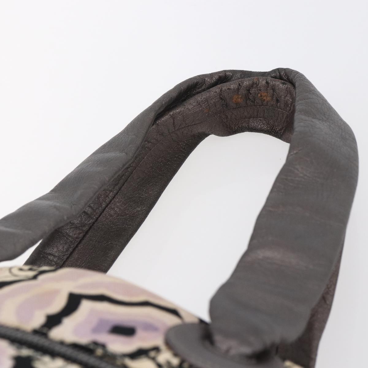 CHANEL Tote Bag Canvas Leather Beige Silver CC Auth 155092