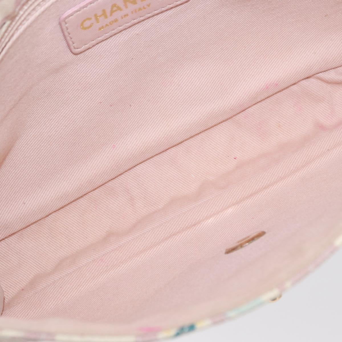 CHANEL Chain Shoulder Bag Cotton Pink Gold CC Auth 155094SAV