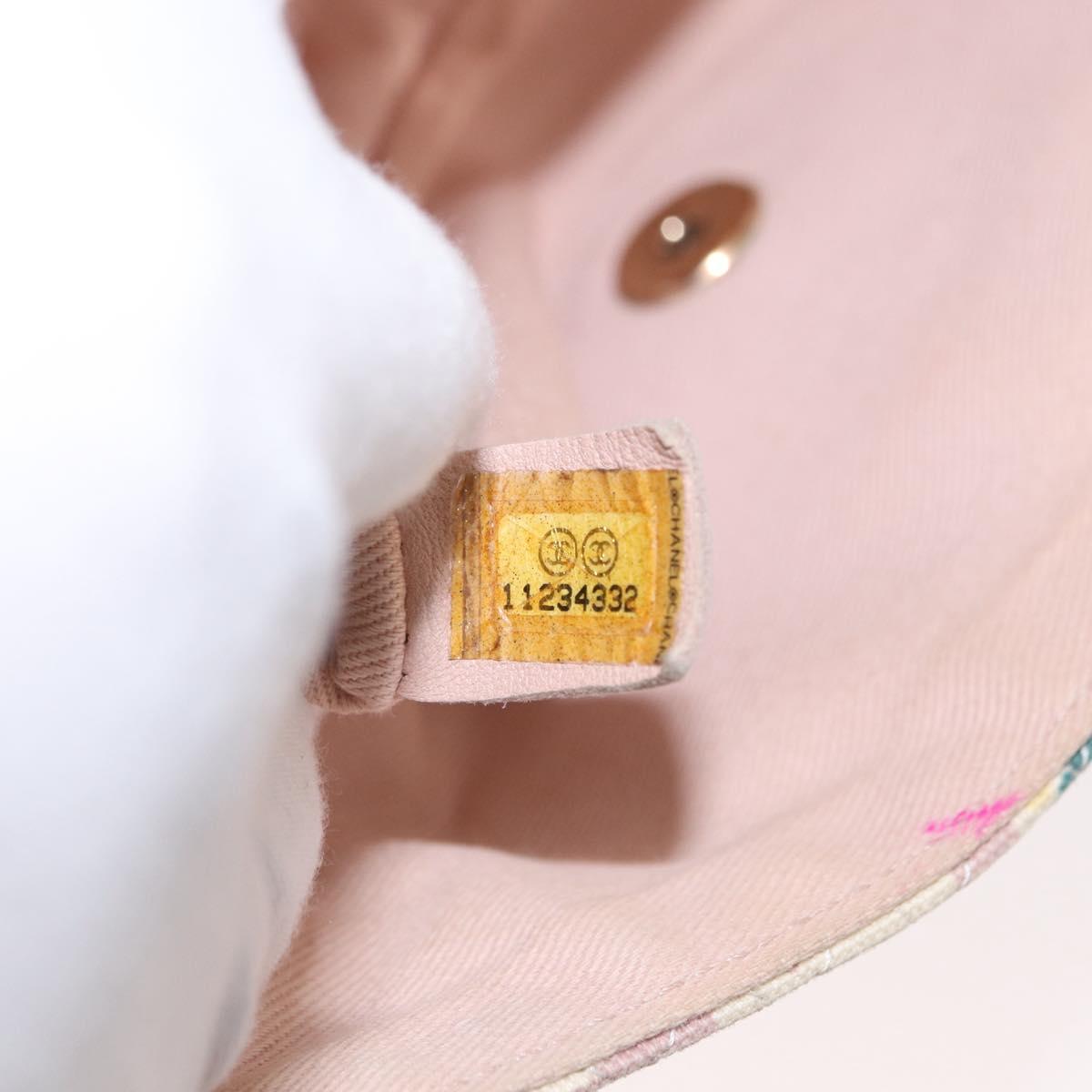 CHANEL Chain Shoulder Bag Cotton Pink Gold CC Auth 155094SAV