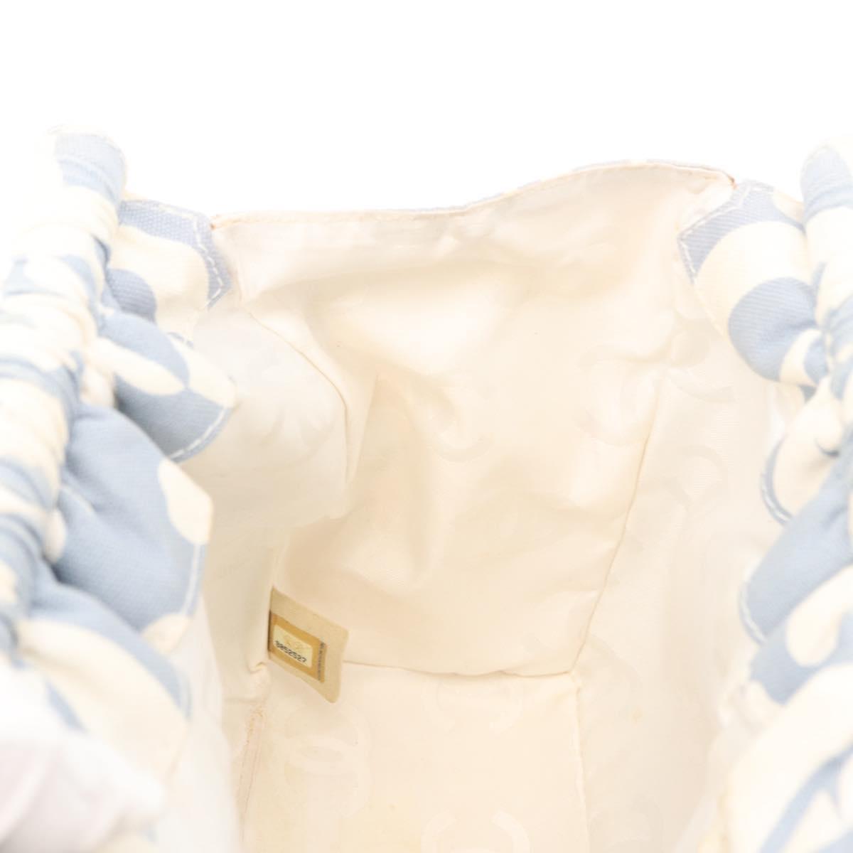 CHANEL Chain Shoulder Bag Canvas Gold Light Blue CC Auth 155097