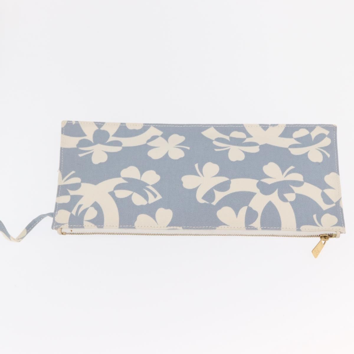 CHANEL Chain Shoulder Bag Canvas Gold Light Blue CC Auth 155097