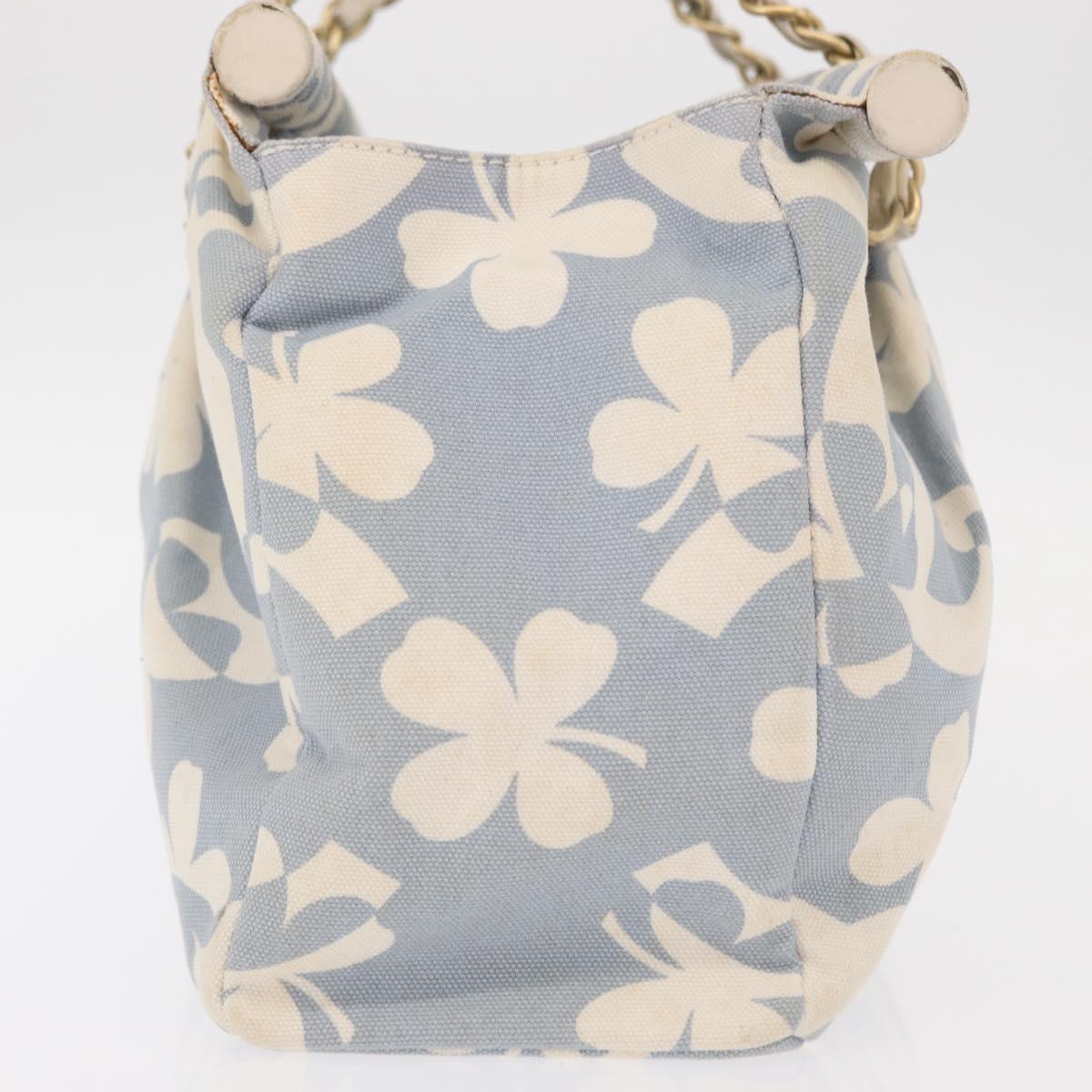 CHANEL Chain Shoulder Bag Canvas Gold Light Blue CC Auth 155097