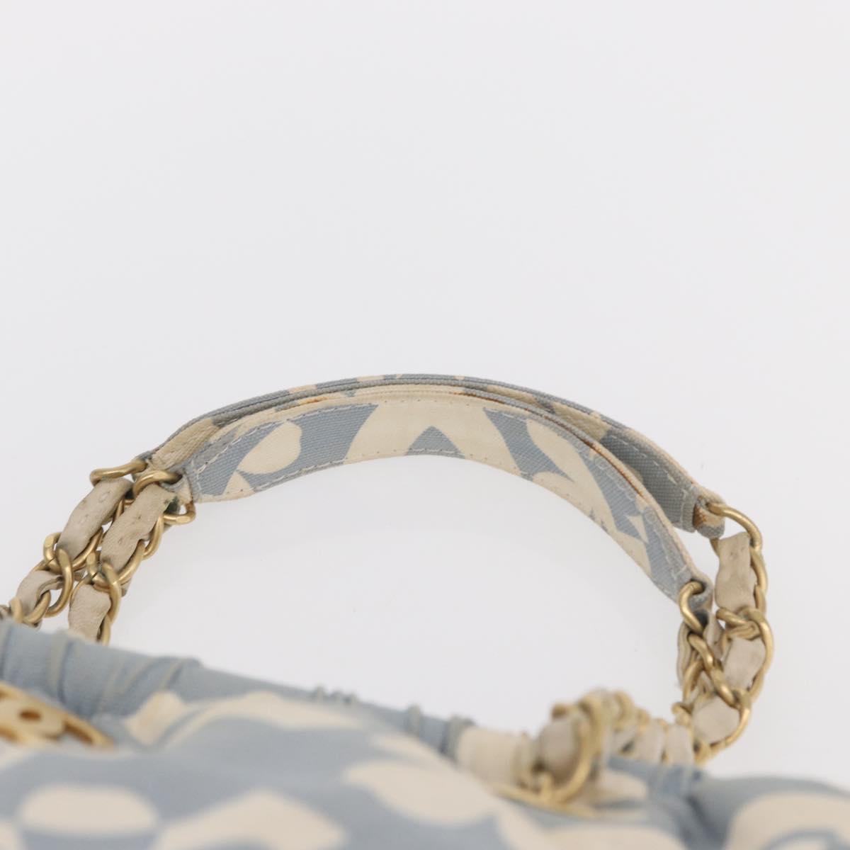 CHANEL Chain Shoulder Bag Canvas Gold Light Blue CC Auth 155097