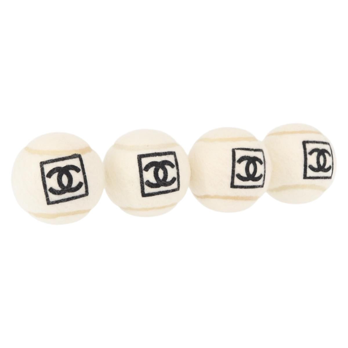 CHANEL Sports Line Set of 4 Tennis Balls White CC Auth 155098V