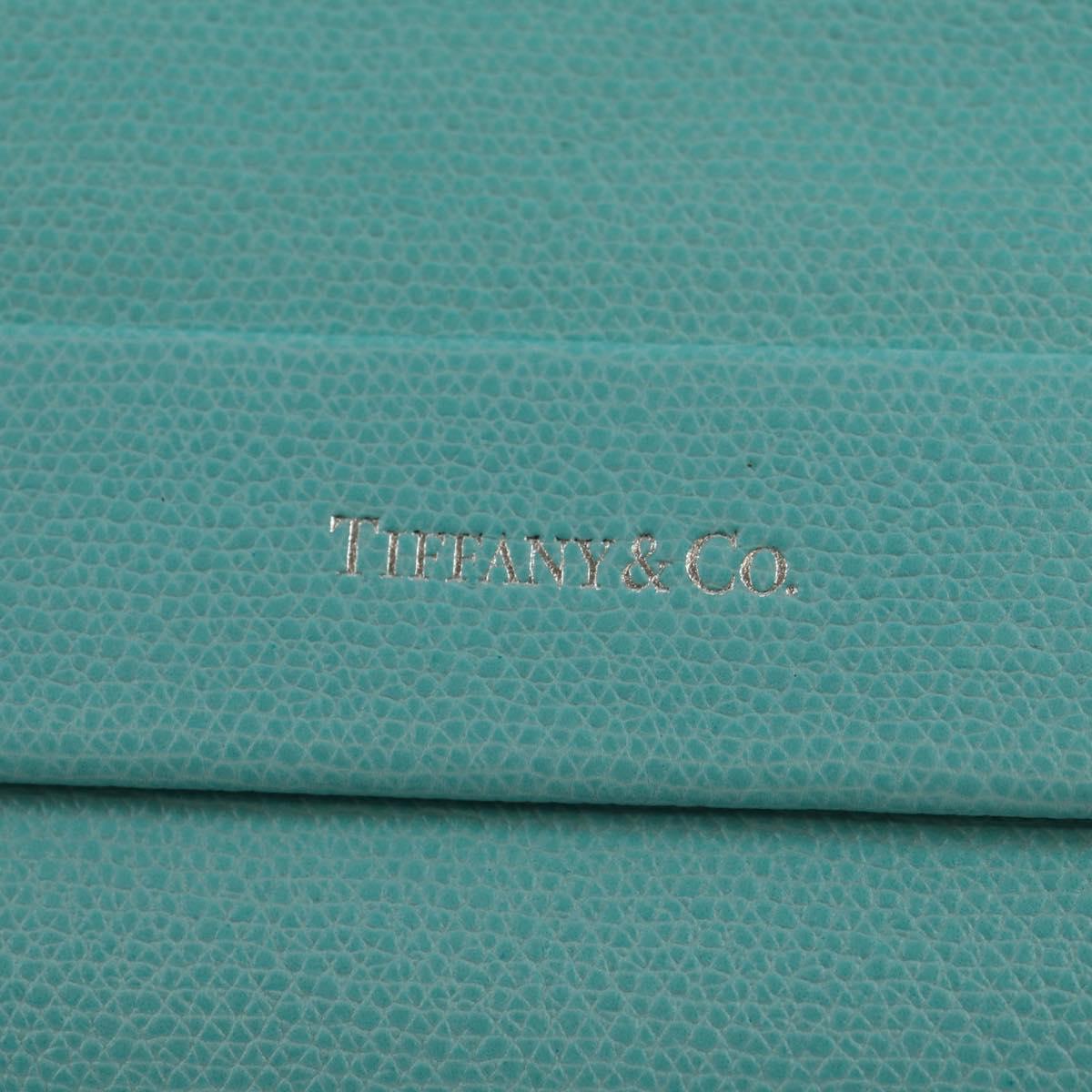TIFFANY&Co. Shoulder Wallet Leather Turquoise Blue Auth 155100M
